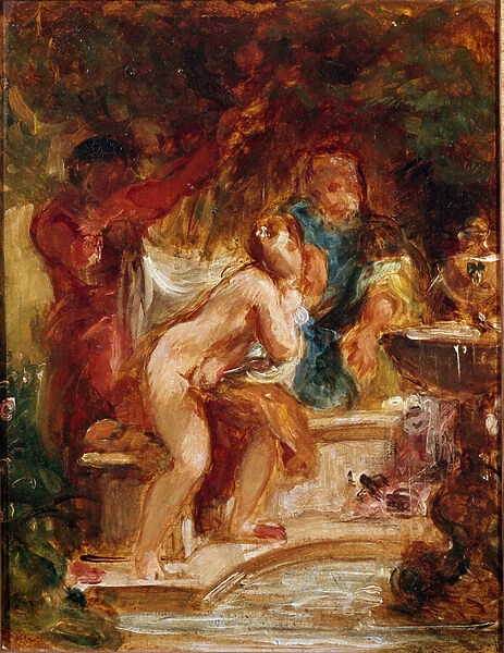 Susanna and the Elders, 1850 (Oil on paper)