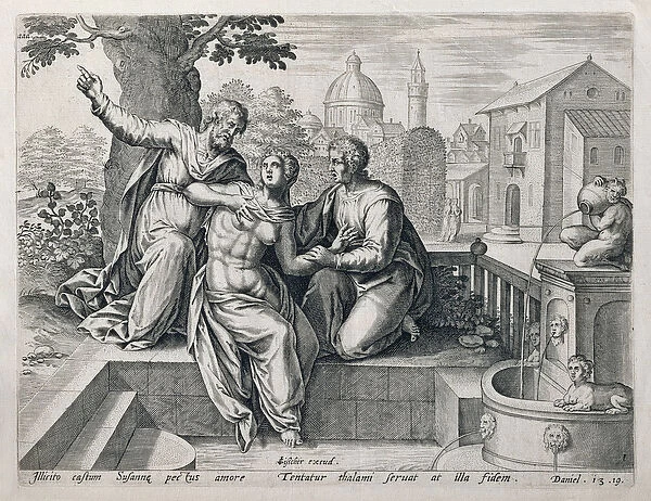 Susanna and the Elders, from a series illustrating scenes from The Bible, pub