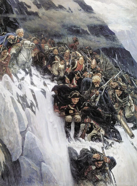 Suvorovs Army Crossing the Alps in 1799, 1899 (oil on canvas)