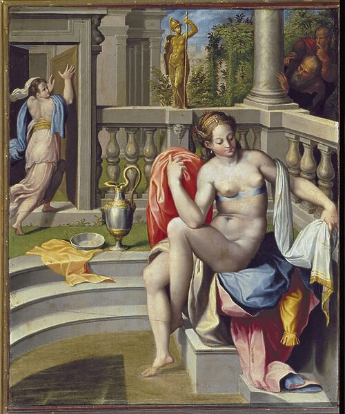 Suzanne in the bath - Oil on wood, 16th century