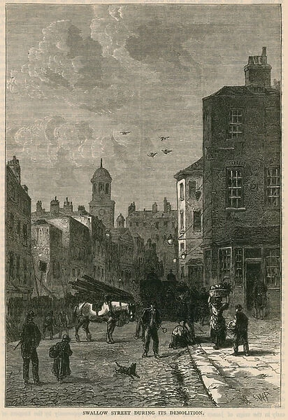 Swallow Street, London, during its demolition (engraving)