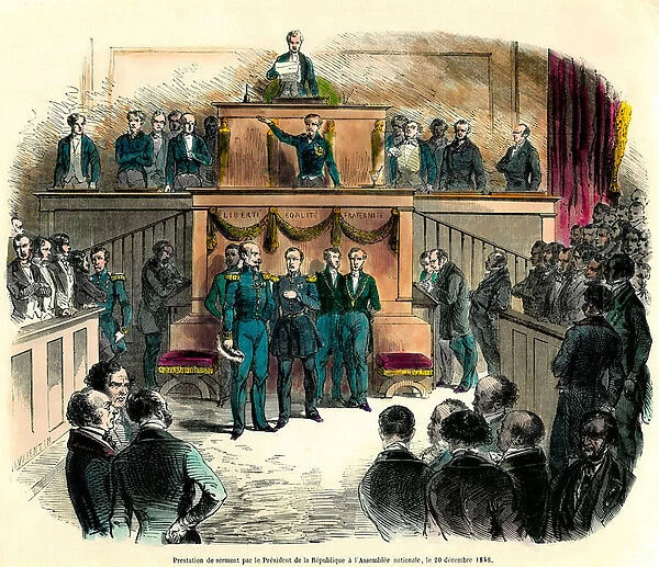The swearing-in of Louis Napoleon III (Louis-Napoleon), who was officially proclaimed
