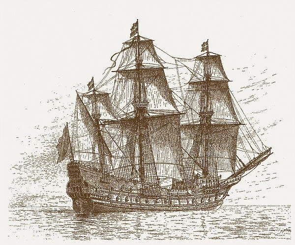 The Swedish flagship Mars, before the Battle of Gotland-Oland (etching)