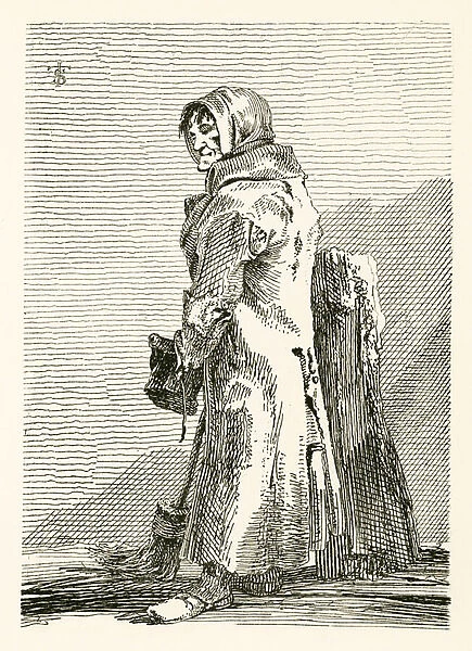 Sweeper of the crossing at the top of Ludgate Hill (engraving)