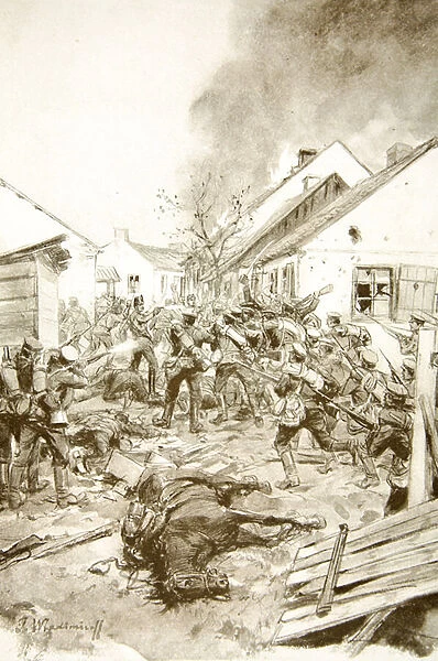 Sweeping all before them with the Bayonet: Russian soldiers storming the outskirts of Jaroslav (litho)