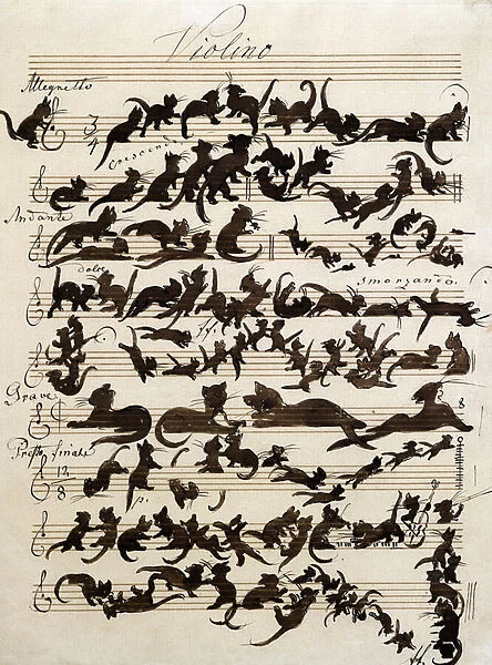 The Symphony of the Cat (Die Katzensymphony) drawing by Moritz von Schwind of 1868