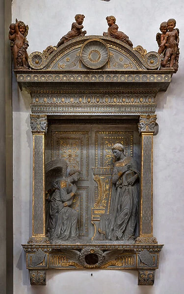 Tabernacle with the Cavalcanti Annunciation, right aisle, 1433-35 (sandstone)