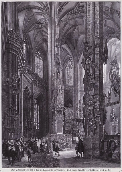 Tabernacle in the choir of the Church of St Lorenz, Nuremberg, Germany (engraving)