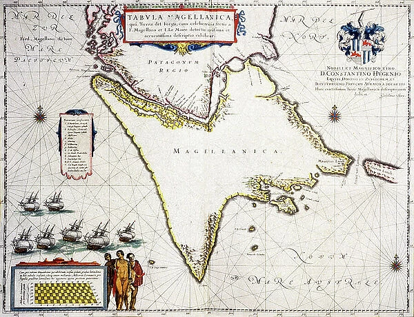 Tabula Magellanica : map of strait of Magellan, 1662 (engraving)