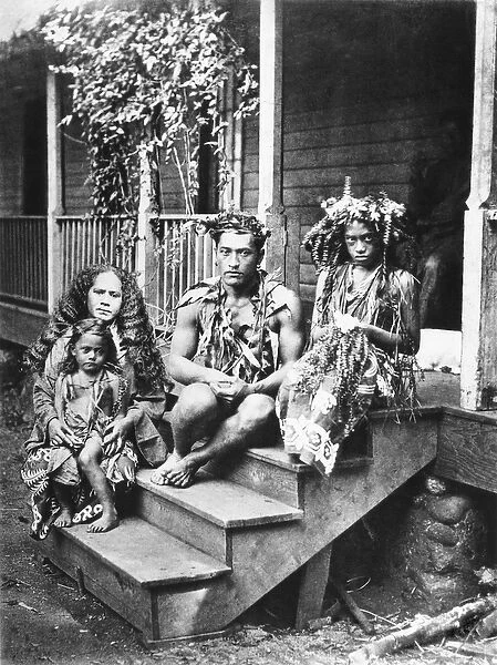 Tahitian family, illustration from Tahiti, published in London
