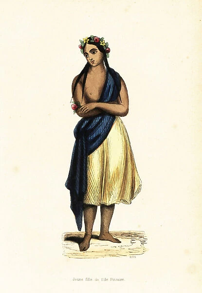 Tahitian girl of Pitcairn Island, South Pacific Ocean