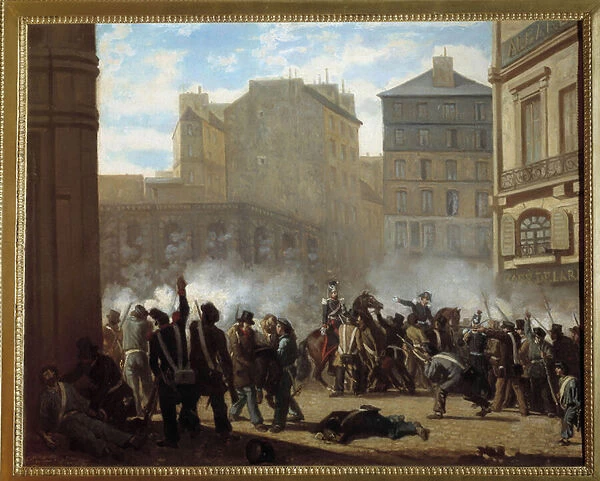 Taken of the watercastle square of the royal palace on February 24, 1848. Anonymous French painting of 1848. Oil on canvas. Dim: 0. 65 x 0. 80m. Paris, Musee Carnavalet