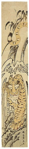 Takishita no tora (Tiger under a waterfall), c. 1780s (woodblock print)