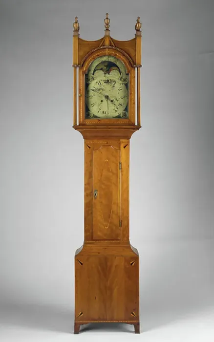 Framed Print : Tall Case Clock, c.1815 (maple, cherry, brass & iron)
