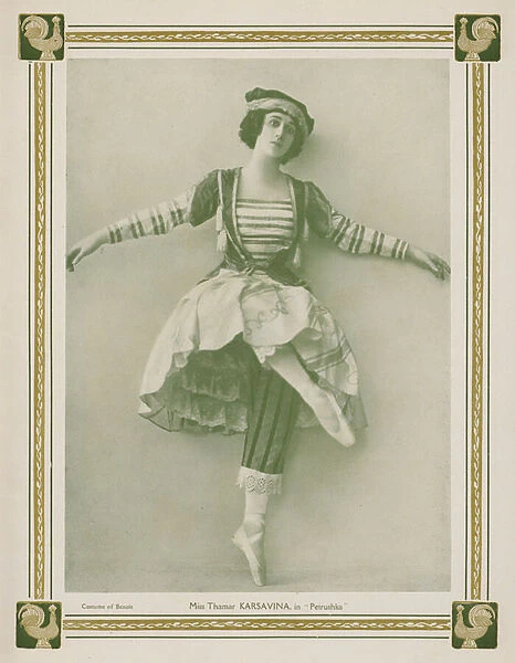 Tamara Karsavina, Russian prima ballerina, in a Ballets Russes production of Igor Stravinskys ballet Petrushka (b  /  w photo)