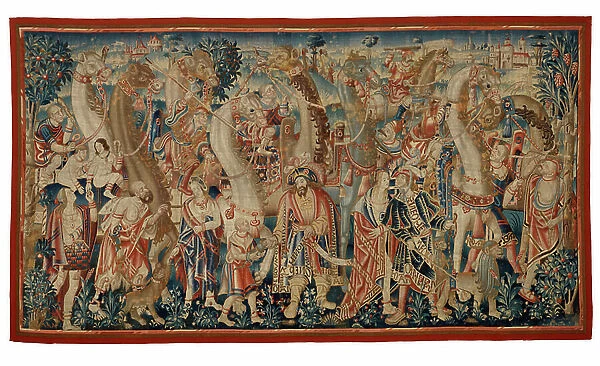 Tapestry, The Camel Caravan, from the Conquest of India series, from Tournai, c. 1510 (wool & silk)