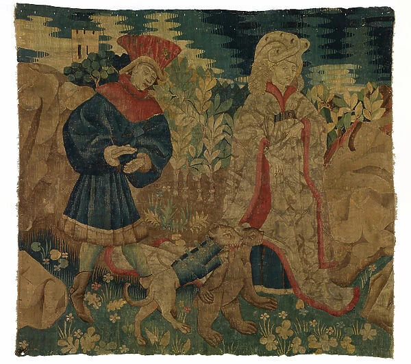 Tapestry depicting The Chase Chasse a l'ours or Bear Hunt, possibly from Arras, 1425-50 (wool)