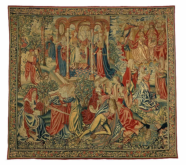 Tapestry, A Moral Allegory of Man or Justice Attacking Man, made in Flanders, Belgium, circa 1500 (wool & silk)