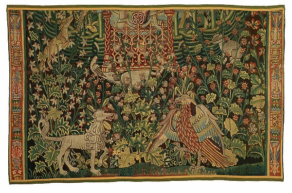 Tapestry, Park au Cerfs fragment, made c. 1500-25 (wool)