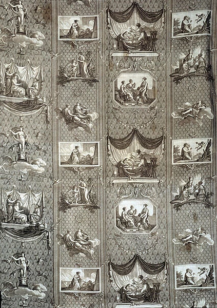 Tapestry representing psyche and cupid. From a drawing by Jean-Baptiste Huet (1745-1811)