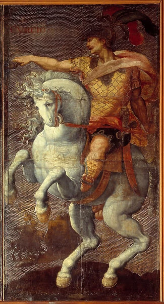 Tapestry of the Seven Leathers, 1586: Marcus Curtius. Mythic Roman heros