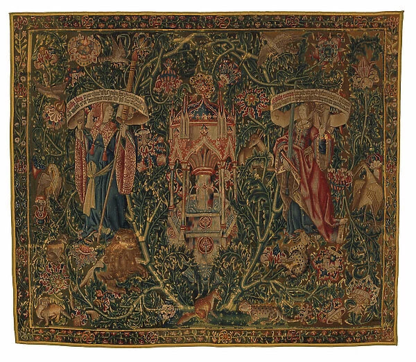Tapestry, Sibylla Libya and Europa (one of set of six Sibyls, comprising 46. 134 to 46. 139) called the Rothamsted Tapestries, made in Flanders, Tournai or Brussels, Belgium, c. 1530 (wool)