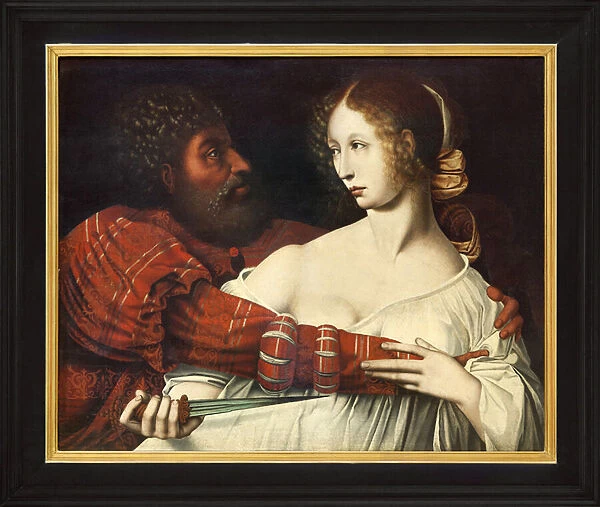 Tarquin and Lucrece, Oil painting on wood by Jan Massys or Metsys or Matsijs (1509-1575), illustrating Sextus Tarquin, son of King Tarquin the Superb and Lucrece, wife of Tarquin Collatin, preferring death to deshonour
