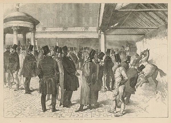 Tattersalls racehorse auctioneers (engraving)