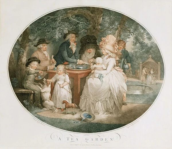 A Tea Garden, engraved by Francois David Soiron (b. 1764), 1790 (colour engraving)