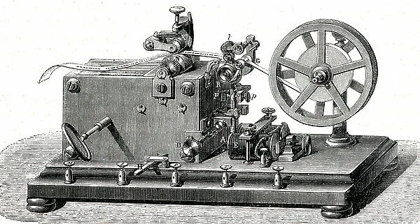 Telegraph with printed signals by Samuel Morse (1791-1872), 19th century (engraving)