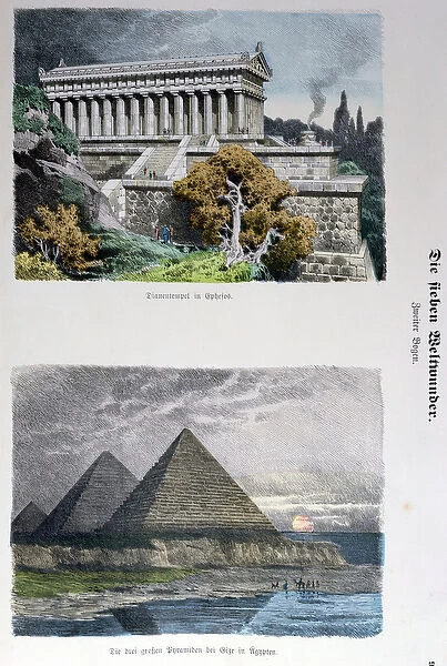 Temple of Diana at Ephesus and the Pyramids of Giza, from a series of the