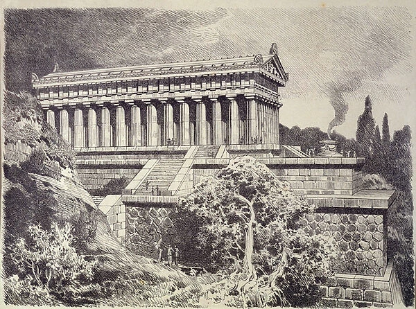 Temple of Diana at Ephesus from a series of the Seven Wonders of the Ancient World, 1886 (engraving)