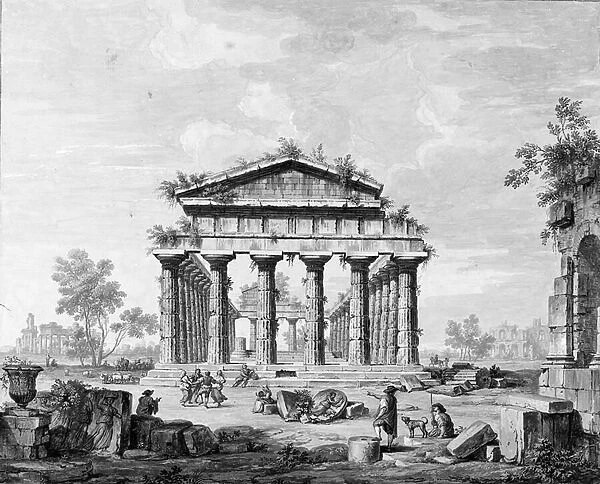 The Temple of Juno at Paestum (w  /  c & bodycolour on paper)
