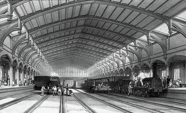 Temple Meads Station, Bristol, engraved by Bourne (engraving)