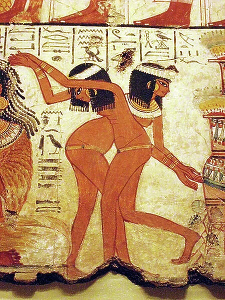 Temple mural of two girls dancing, Egypt (mural)