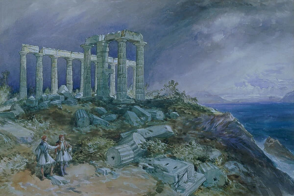 The Temple of Poseidon, Sunium, 1877 (w  /  c on paper)