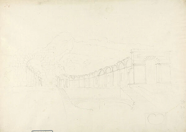 Temple above Spring at Zaghouan (graphite on paper)
