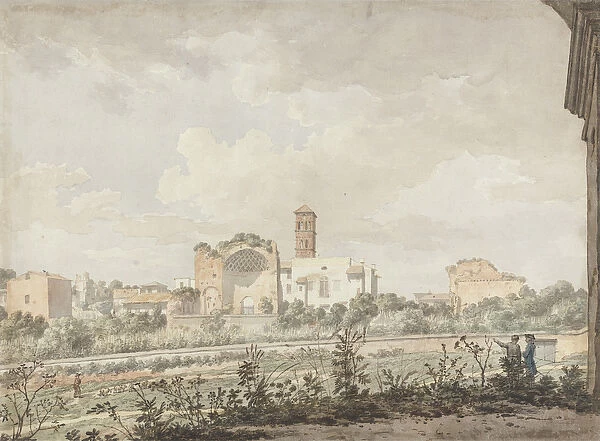 Temple of Venus and Rome, Rome, 1781 (w  /  c with pen & brown ink over pencil on paper)