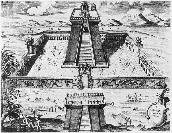 The Templo Mayor at Tenochtitlan, from Historia de Nueva Espana, 1770