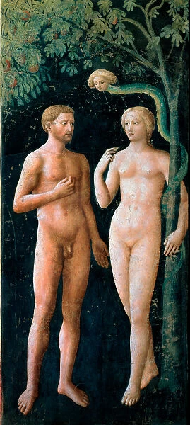 The Temptation of Adam and Eve Fresco by Tommaso di Cristofano Fini dit Masolino da