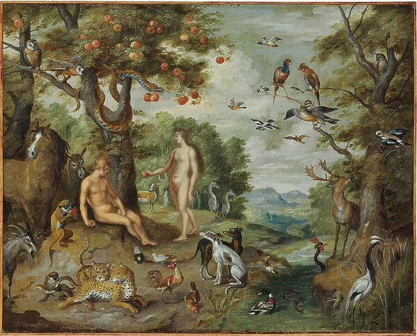 The Temptation of Adam, from The Story of Adam and Eve (oil on copper