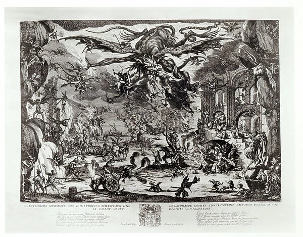 The Temptation of St. Anthony, 17th century (engraving) (b  /  w photo)