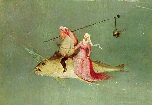 The Temptation of St. Anthony, right hand panel, detail of a couple riding a fish