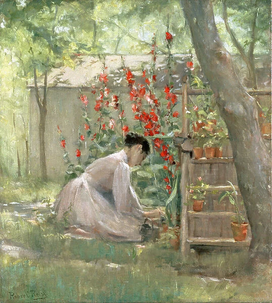 Tending the Garden (oil on canvas)