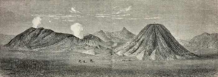 Framed Print : The Tengger volcanic complex, Java, Indonesia, engraving from L'Illustrazione Italiana, year 10, no 40, October 7, 1883
