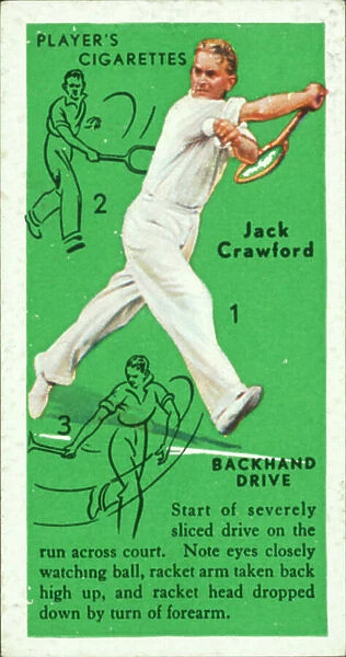 Tennis: Backhand Drive, Jack Crawford (colour litho)