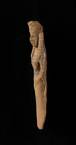 Terracotta female figurine wearing calathos, -99 BC (terracotta)