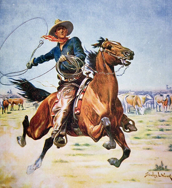 Texas Cowboy (colour litho)