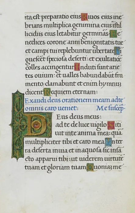 Framed Print : Text page with initial D