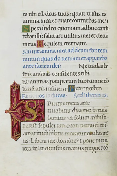 Framed Print : Text page with initial S